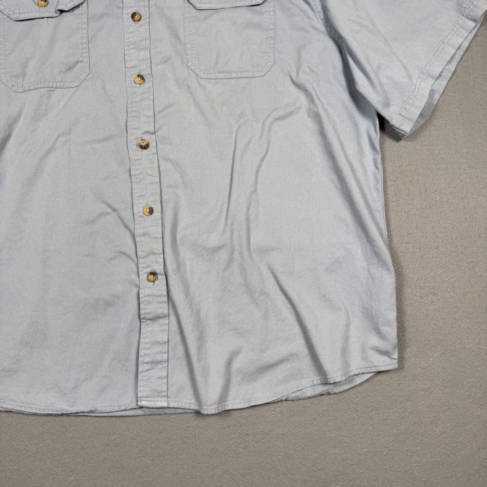 Wrangler Button Down Shirt Mens 2XL Blue Short Sleeve Cotton Twill Workwear Top - Picture 13 of 13